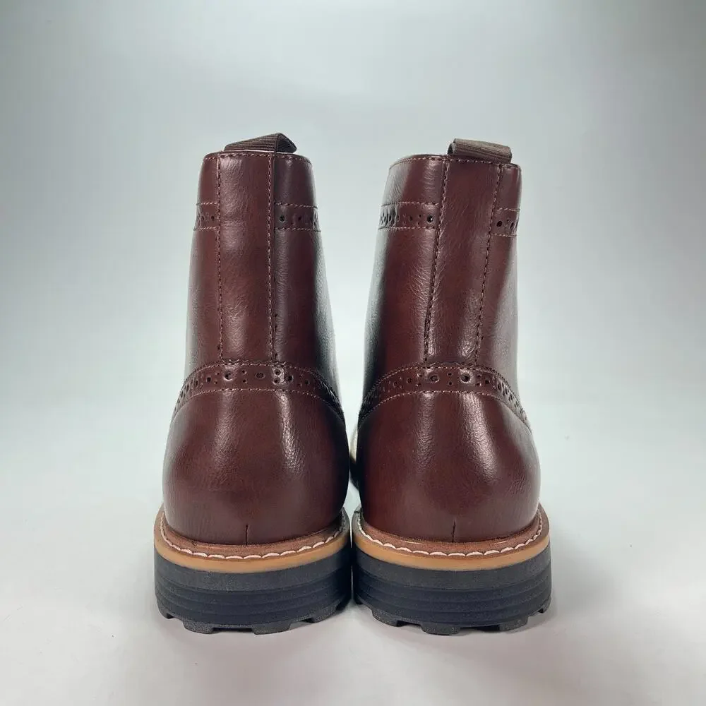 Club Room Sawyer Brown Leather Casual Wingtip Brogue Ankle Boots Mens Size 10.5M